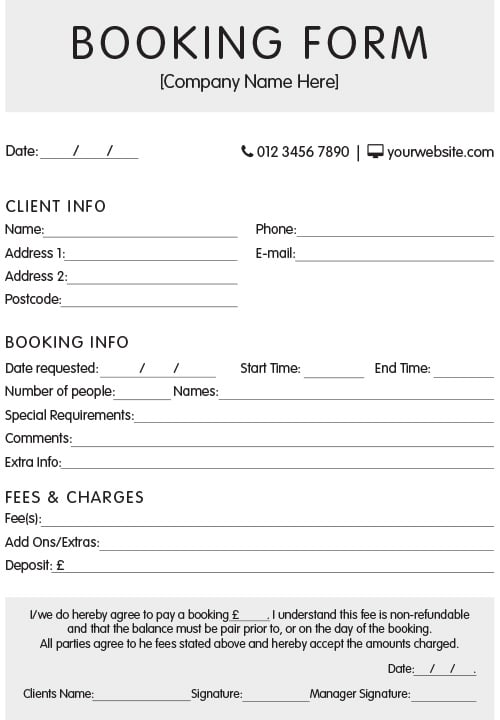 A4 NCR Booking Forms 1