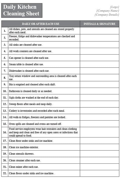 A4 NCR Cleaning Sheet 4 Kitchen1