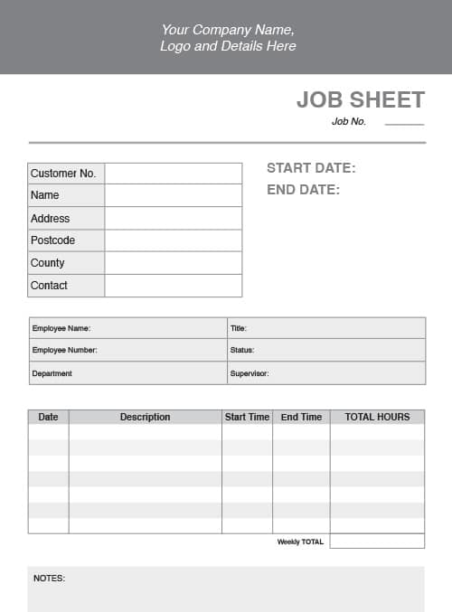A4 NCR Job Sheet 1